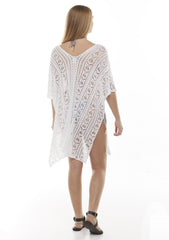 V Neck crochet open side tunic with tassels Style #7371