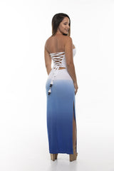Strapless maxi dress with strappy back Style #7374