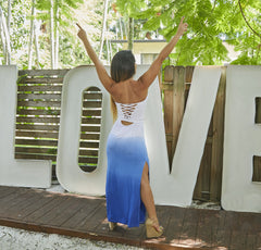 Strapless maxi dress with strappy back Style #7374