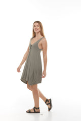 Deep V Neck Lace Up Tunic Dress w/Racerback and pockets Style #7345