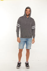 Unisex Varsity stripe burnout pullover hoodie built in with (ear loop) face mask Style #4549