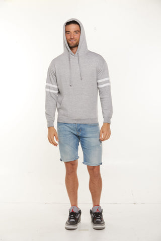 Unisex Varsity stripe burnout pullover hoodie with built in (Hook and Loop) face mask Style #4550