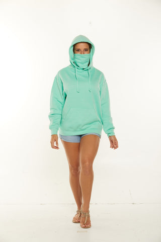 Unisex Heathered Pullover Hoodie with hook & loop face mask Style #4548