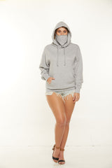 Unisex Heathered Pullover hoodie with ear loop face mask Style #4547