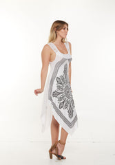 Asymmetrical dress with tattoo print Style #7373