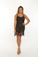 Spaghetti Strap Chevron Cover-up w/ Fringe Style #7396