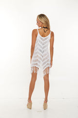 Spaghetti Strap Chevron Cover-up w/ Fringe Style #7396