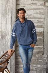 Unisex Varsity stripe burnout pullover hoodie built in with (ear loop) face mask Style #4549