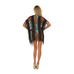 Cut Out Fringe Mesh Cover-up Style # 7319