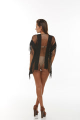 Cut Out Fringe Mesh Cover-up Style # 7319