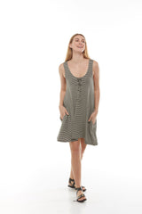 Deep V Neck Lace Up Tunic Dress w/Racerback and pockets Style #7345