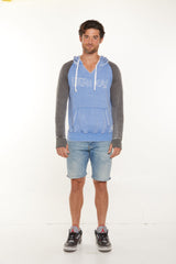 Super Soft Unisex Burn Out Wash Color blocked Raglan Hoodie Style #4508