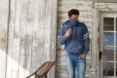 Unisex Varsity stripe burnout pullover hoodie built in with (ear loop) face mask Style #4549
